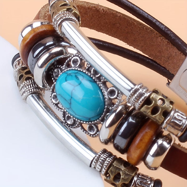Eilish — Leather Wrap Turquoise Bracelet