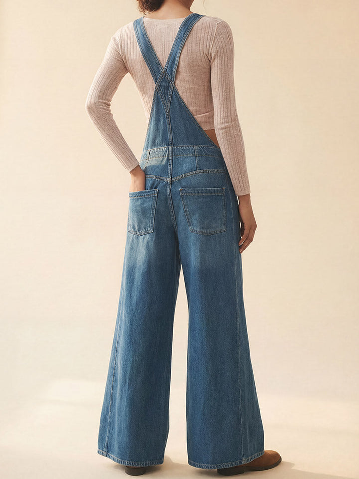 Bríd — Wide-Leg Denim Dungarees