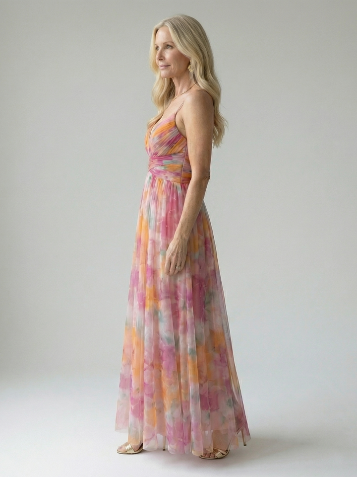 Liora — Watercolour Wrap Maxi Dress