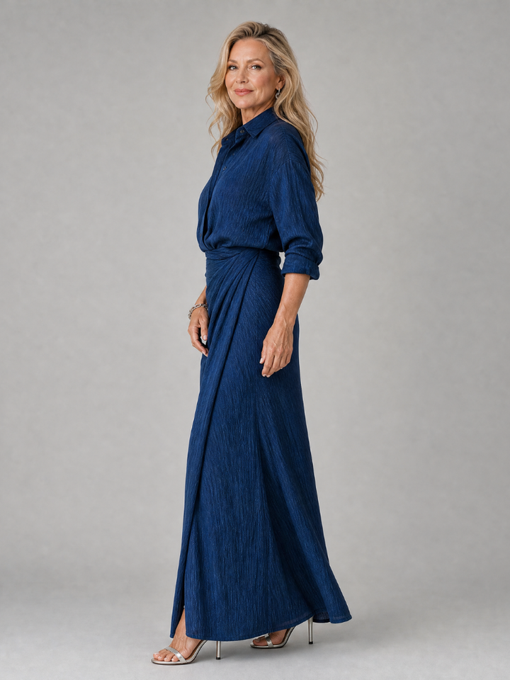 Delphine — Long-Sleeve Wrap Maxi Dress