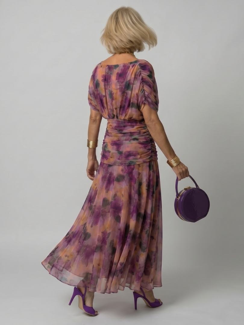 Apolline — Off-Shoulder Watercolour Midi Dress