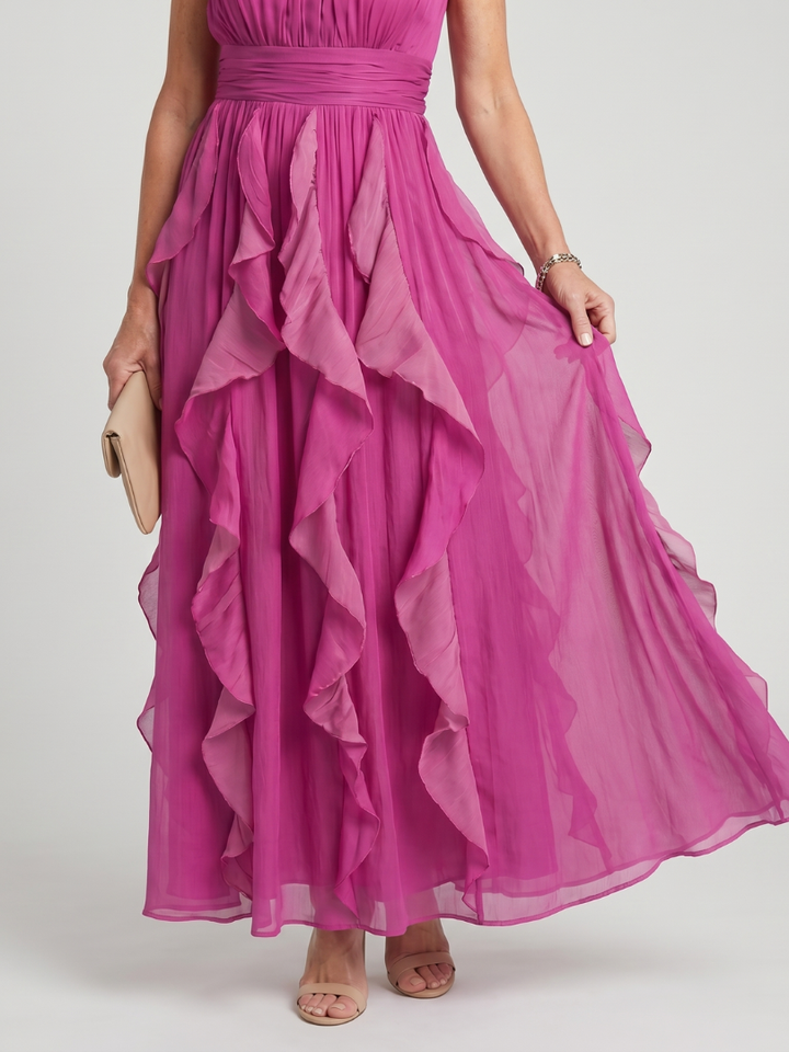 Seraphina — Ruffle-Layer Halter Maxi Dress