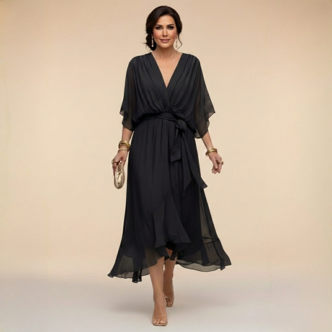 Monica | V-Neck Wrap Midi Dress