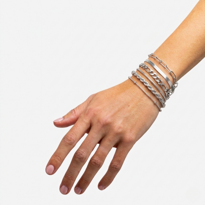 Aoife — Stackable Gold Chain Bracelet Set of 6