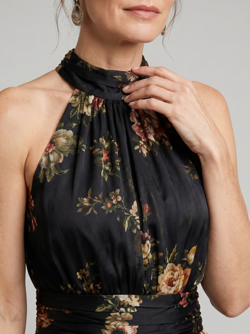 Valentina — Floral Halter Maxi Dress