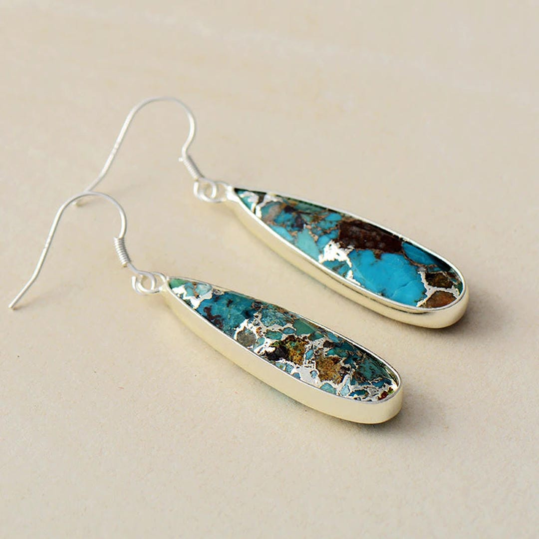 Bláithín — Turquoise Jasper Teardrop Earrings