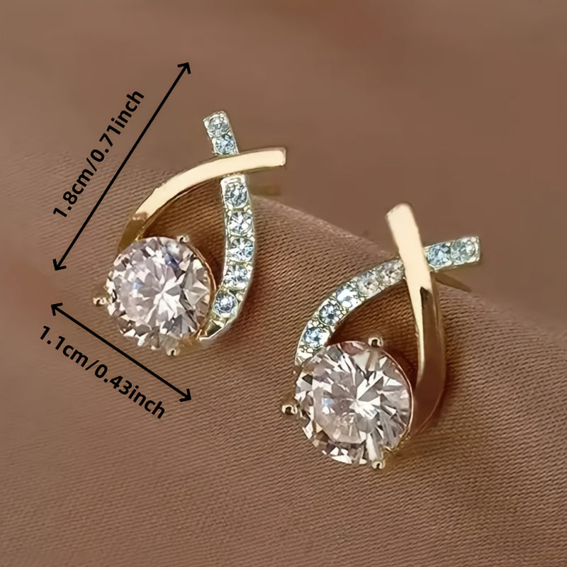 Erin — Gold Cross Zirconia Stud Earrings