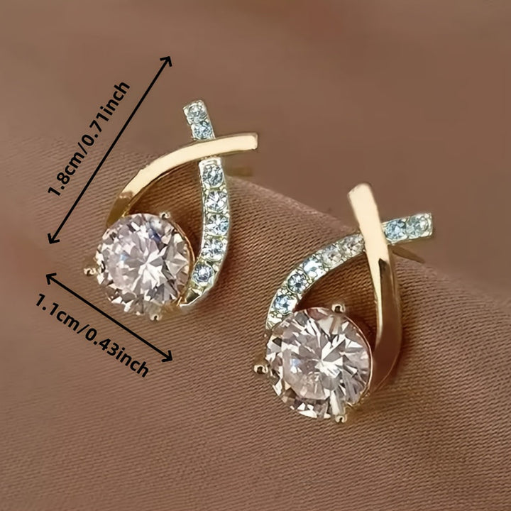 Erin — Gold Cross Zirconia Stud Earrings