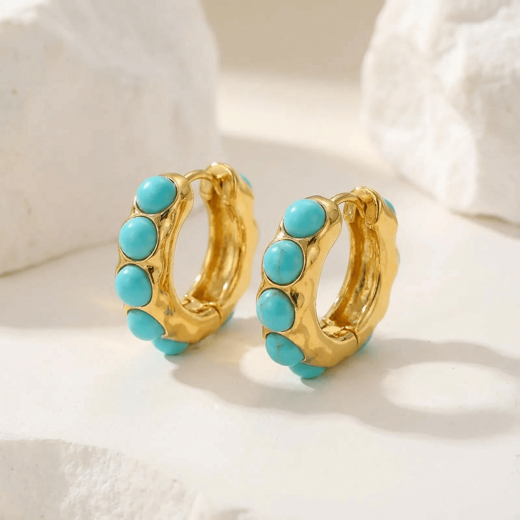 Eithne — Turquoise Accent Huggie Hoops