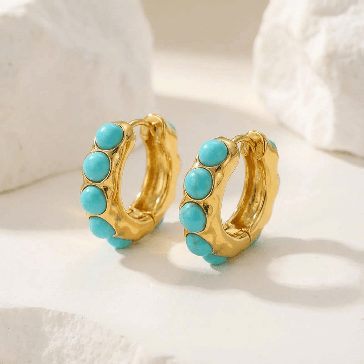 Eithne — Turquoise Accent Huggie Hoops