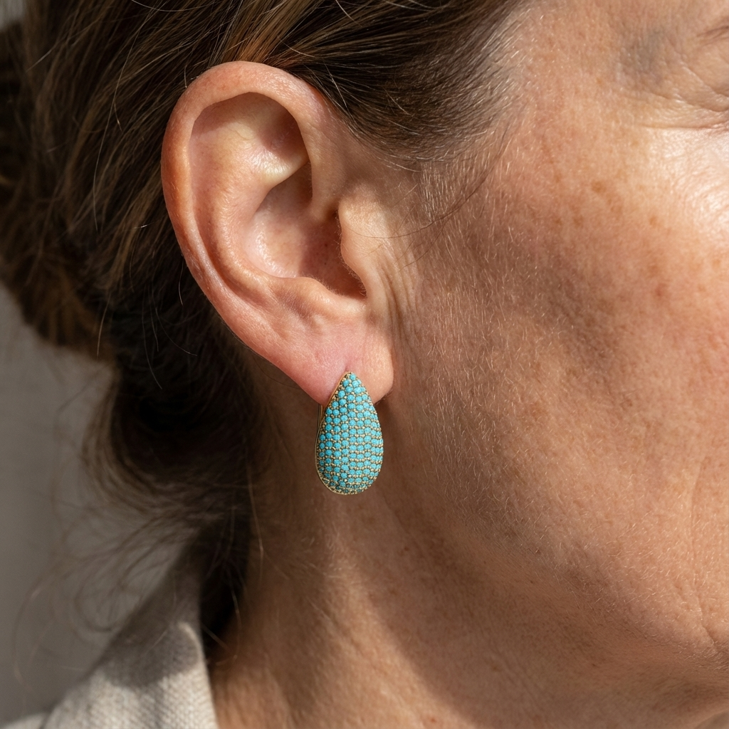 Béibhinn — Turquoise Pavé Teardrop Hoops