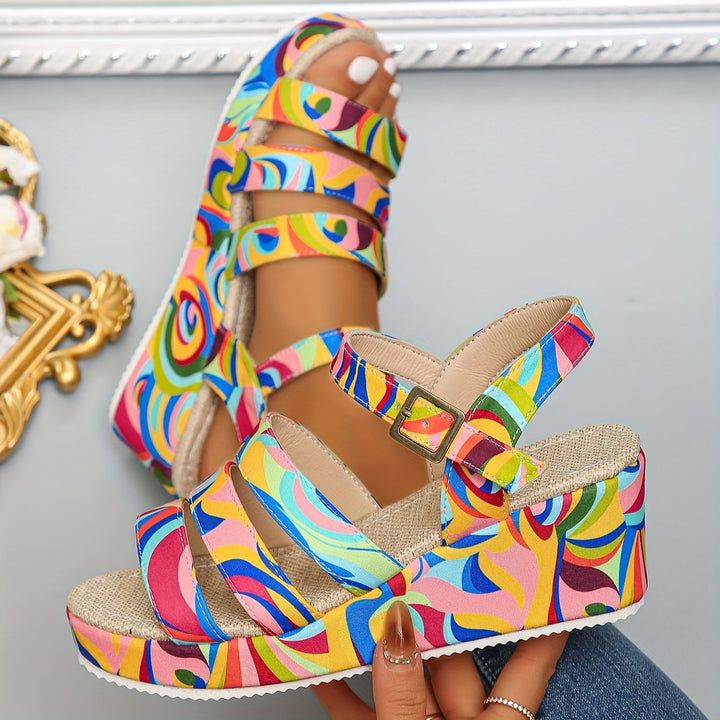 Selora | Colourful Platform Wedge Sandals