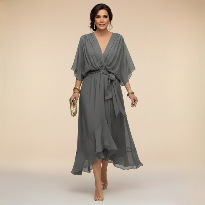 Monica | V-Neck Wrap Midi Dress