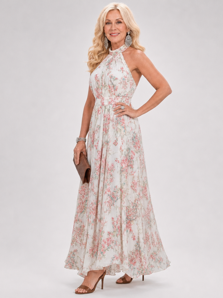 Rosamund — Floral Halter Flowing Maxi Dress