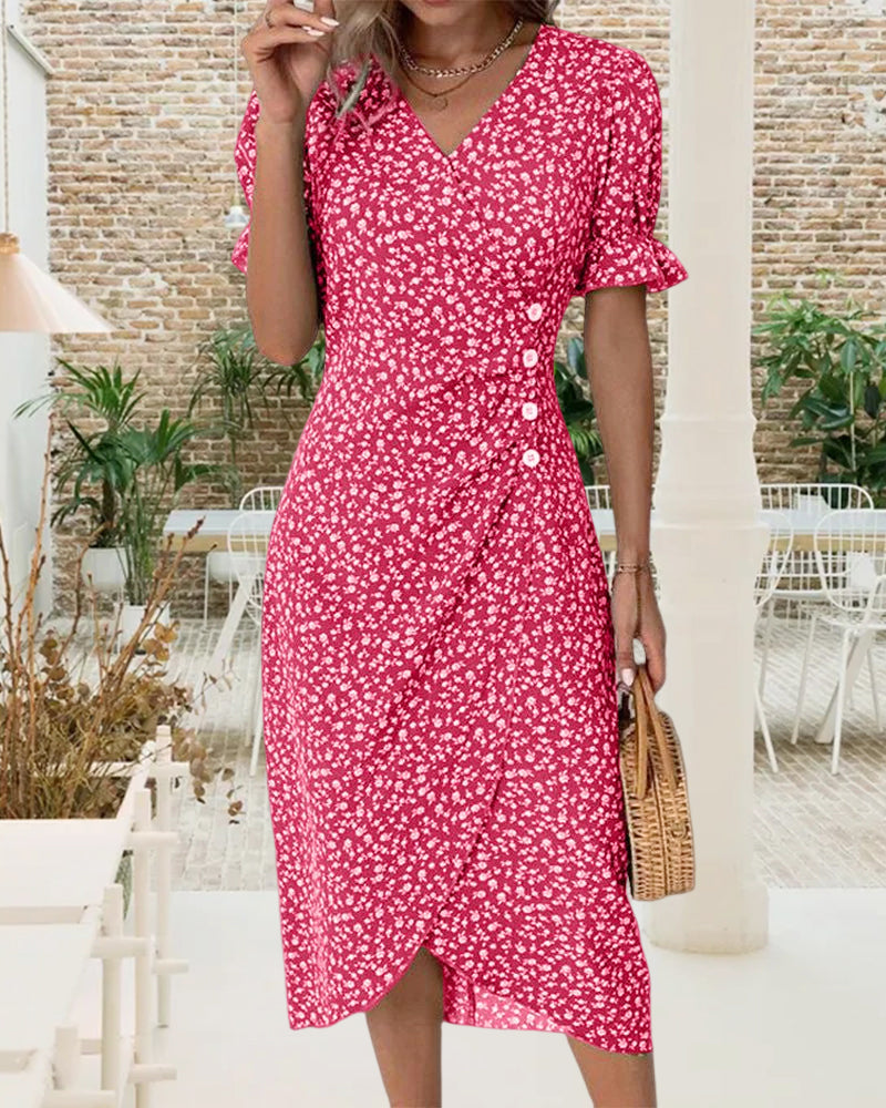 Aoife | Ditsy Floral Wrap Midi Dress