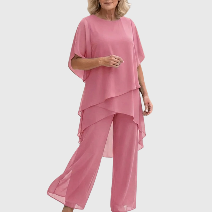 Susan | Draped Two-Piece Suit with Palazzo Pants