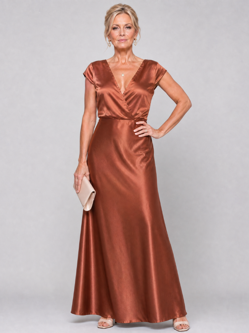 Marguerite — Cap-Sleeve Wrap Maxi Dress
