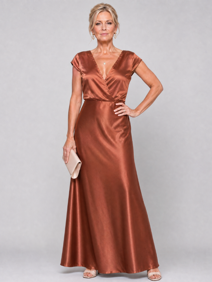 Marguerite — Cap-Sleeve Wrap Maxi Dress
