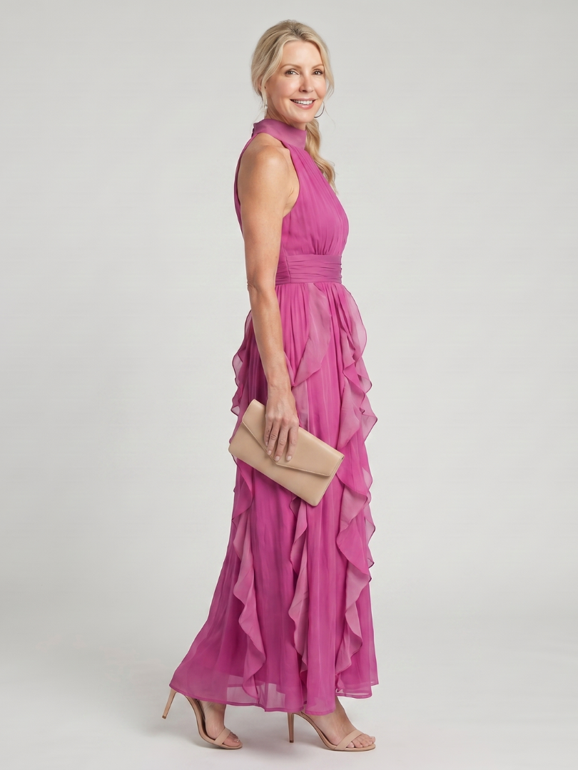 Seraphina — Ruffle-Layer Halter Maxi Dress