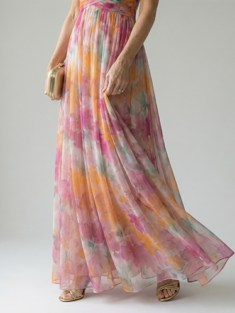 Liora — Watercolour Wrap Maxi Dress