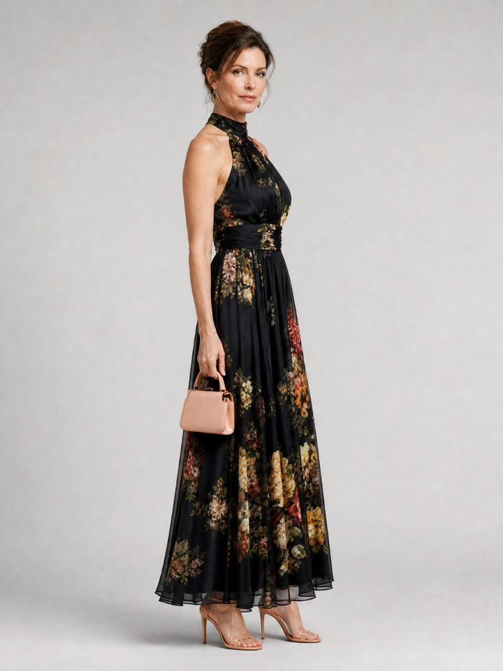 Valentina — Floral Halter Maxi Dress