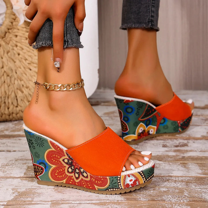 Joelle™ — Sculptural Mules with Floral Heel