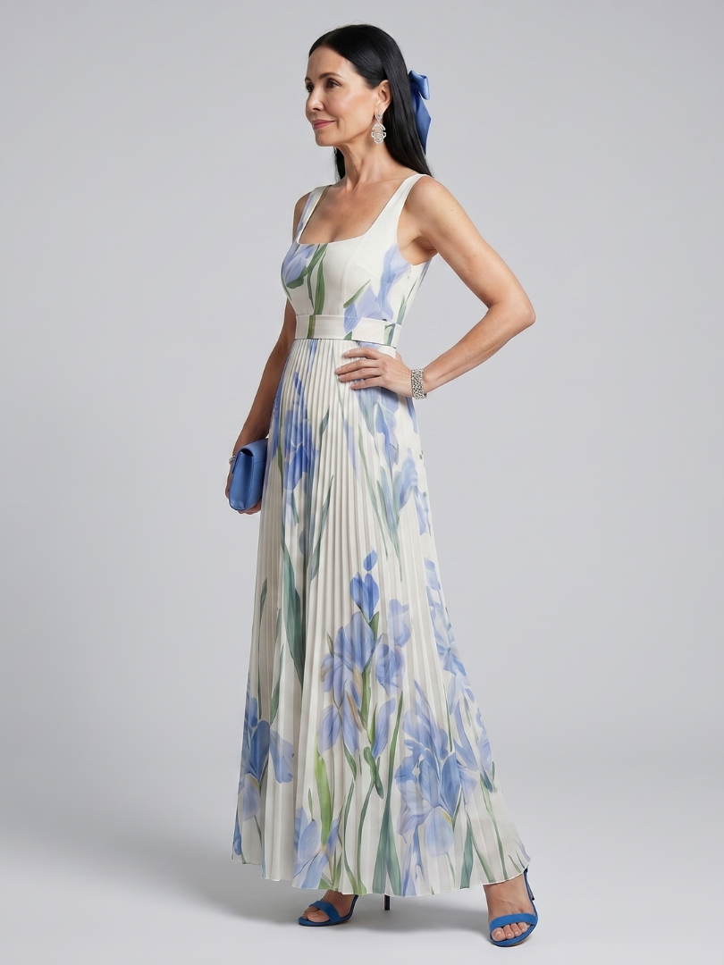Lisette — Square-Neck Floral Midi Dress