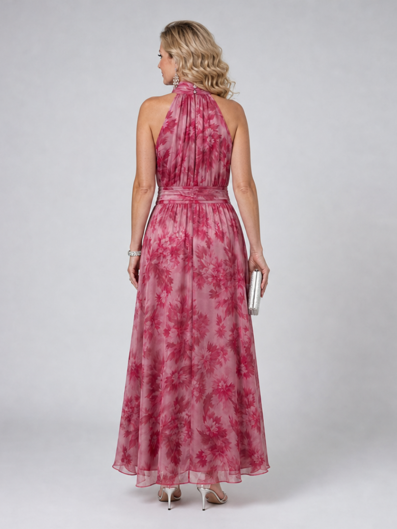 Lavinia — Soft Watercolour Halter Maxi Dress