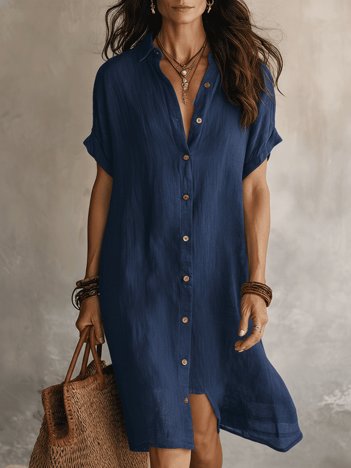Orla — Linen-Cotton Midi Shirt Dress