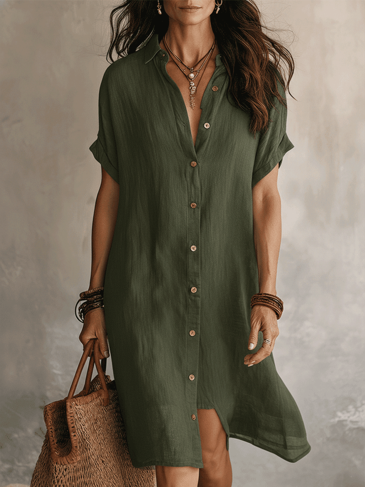 Orla — Linen-Cotton Midi Shirt Dress