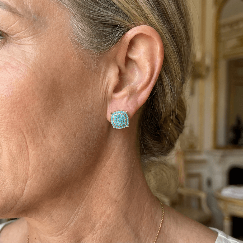 Nuala — Square Turquoise Pavé Studs