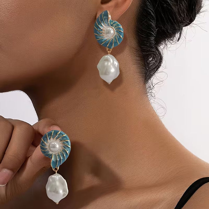 Cora — Medallion & Pearl Drop Earrings