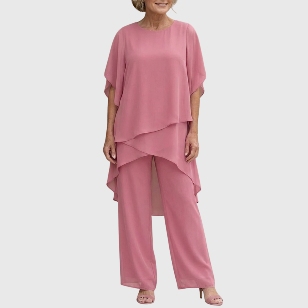 Susan | Draped Two-Piece Suit with Palazzo Pants