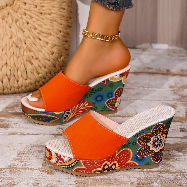 Joelle™ — Sculptural Mules with Floral Heel