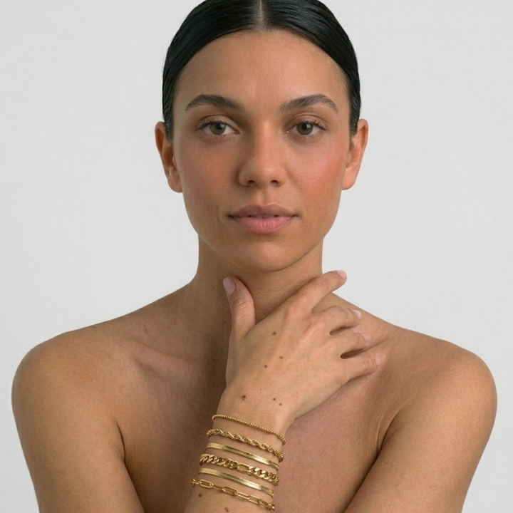 Aoife — Stackable Gold Chain Bracelet Set of 6