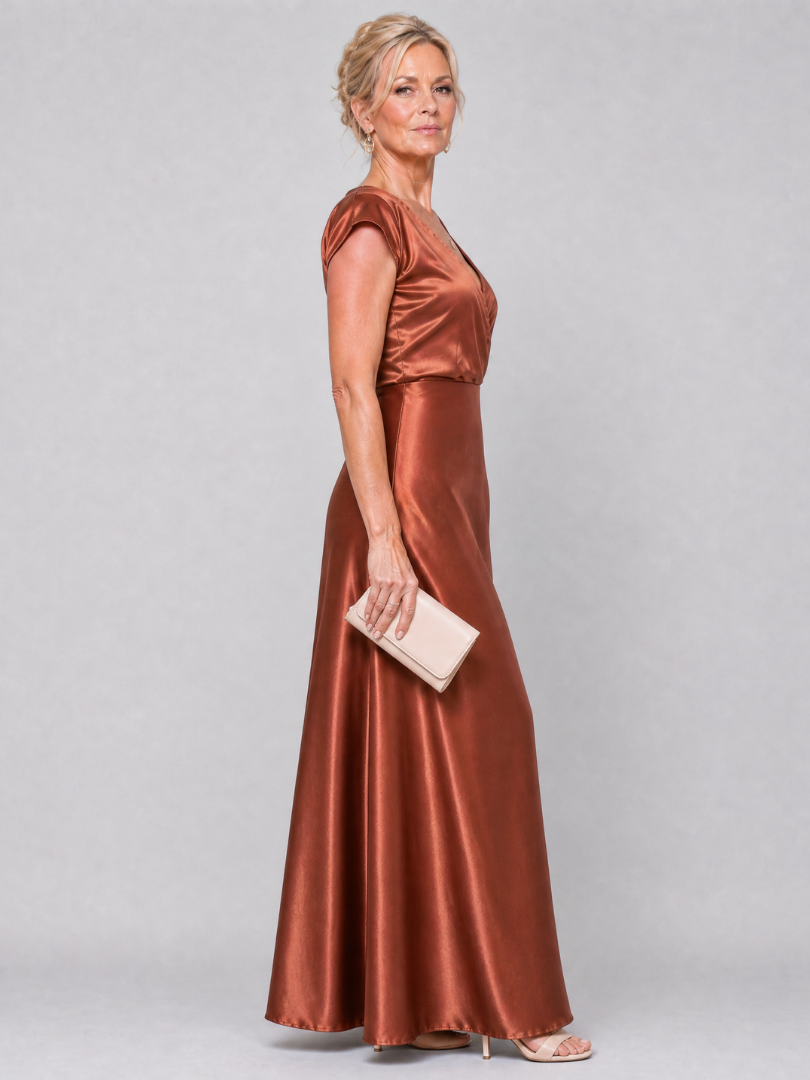 Marguerite — Cap-Sleeve Wrap Maxi Dress