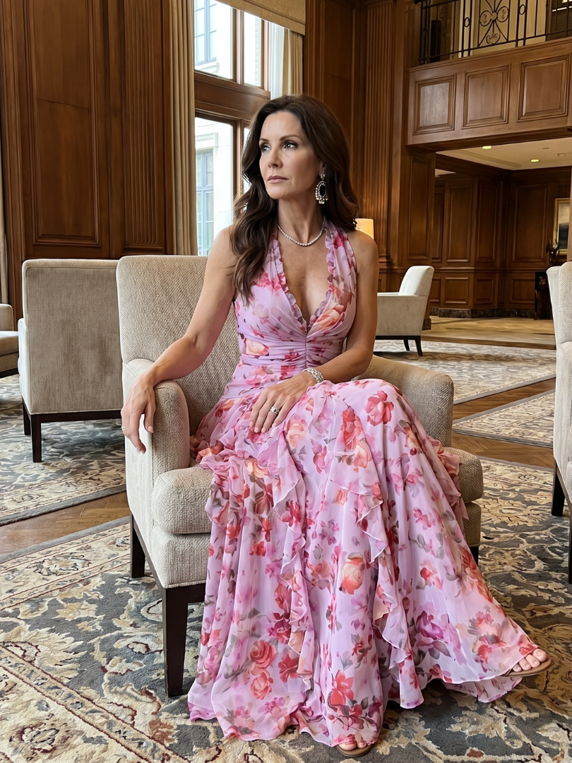 Romilly — Floral Tiered Halter Maxi Dress
