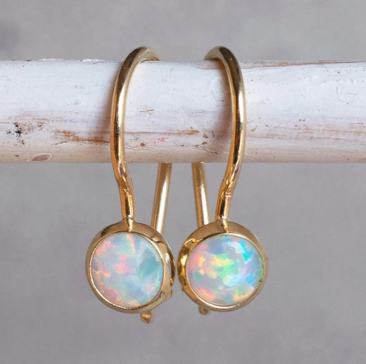 Doireann — Gold-Plated White Opal Earrings