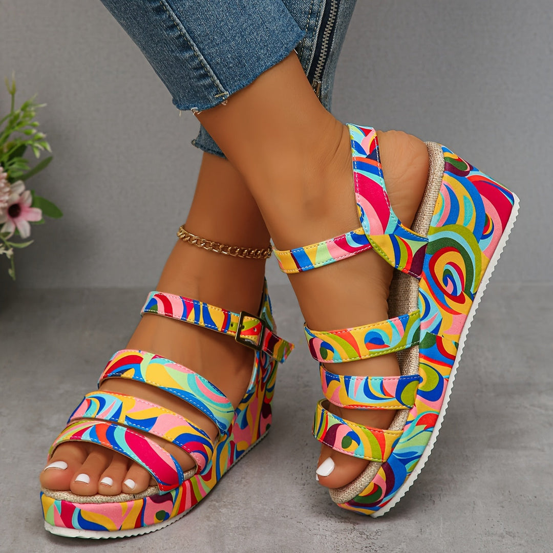Selora | Colourful Platform Wedge Sandals