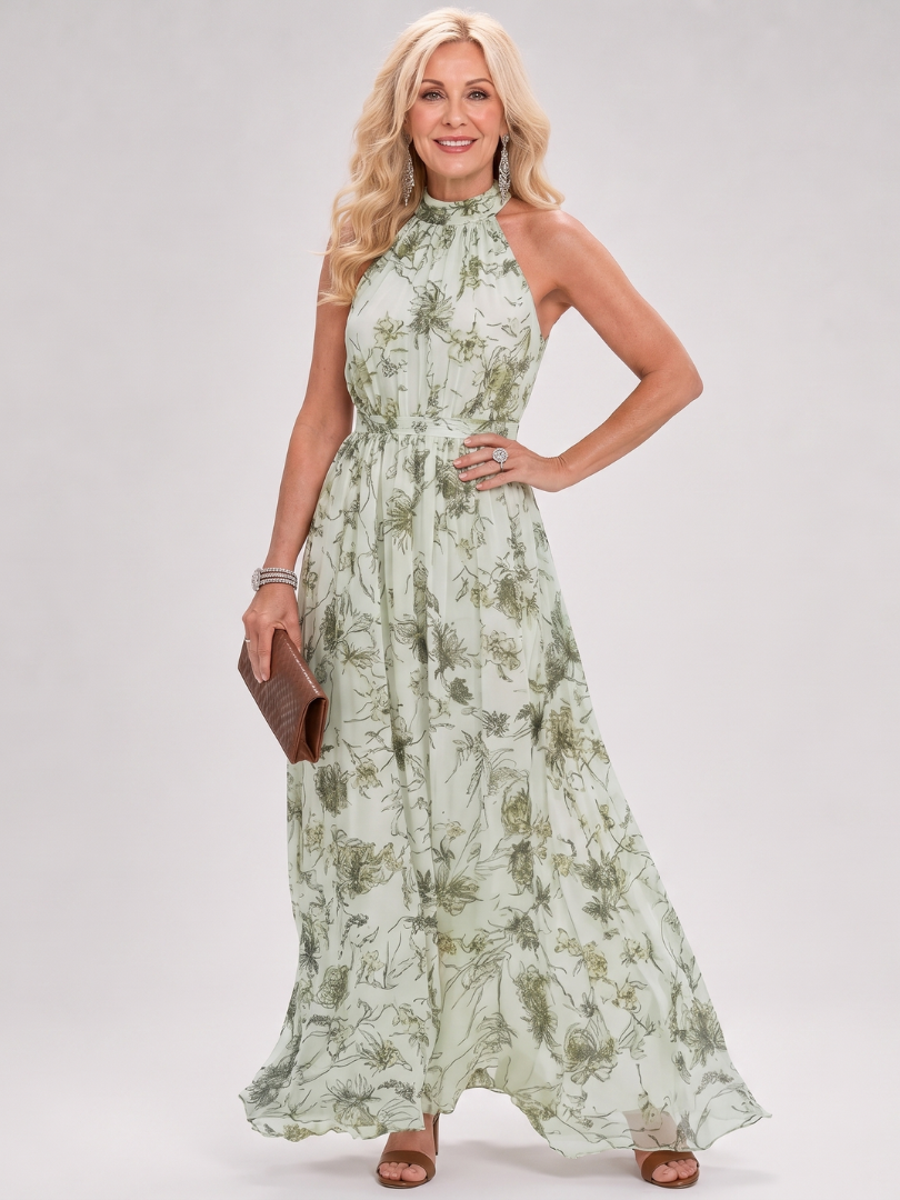Rosamund — Floral Halter Flowing Maxi Dress