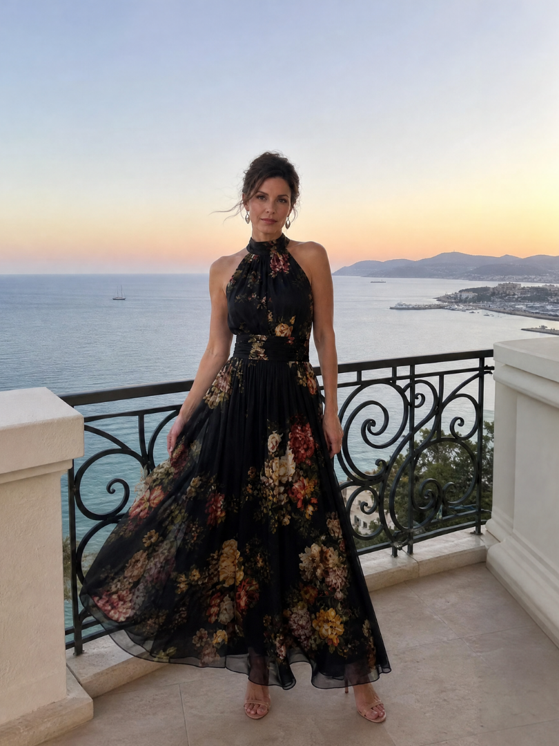 Valentina — Floral Halter Maxi Dress