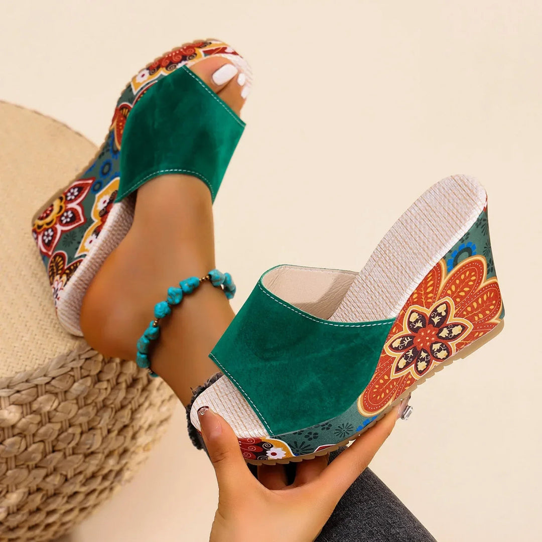 Joelle™ — Sculptural Mules with Floral Heel