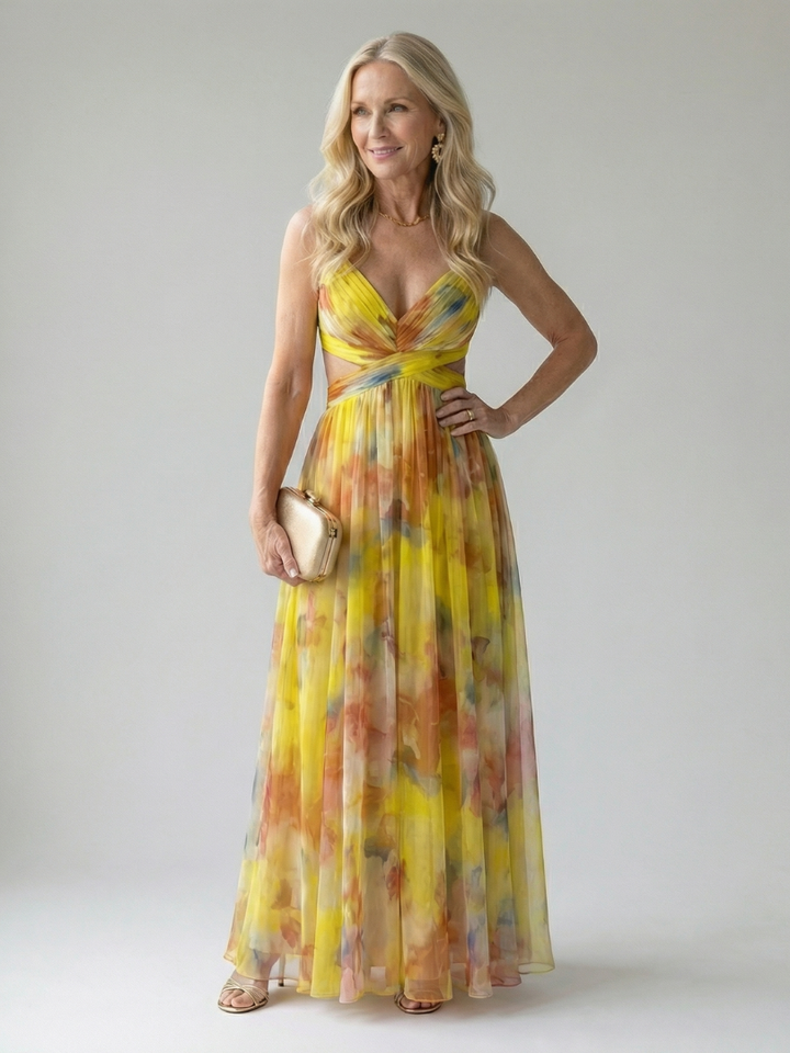 Liora — Watercolour Wrap Maxi Dress