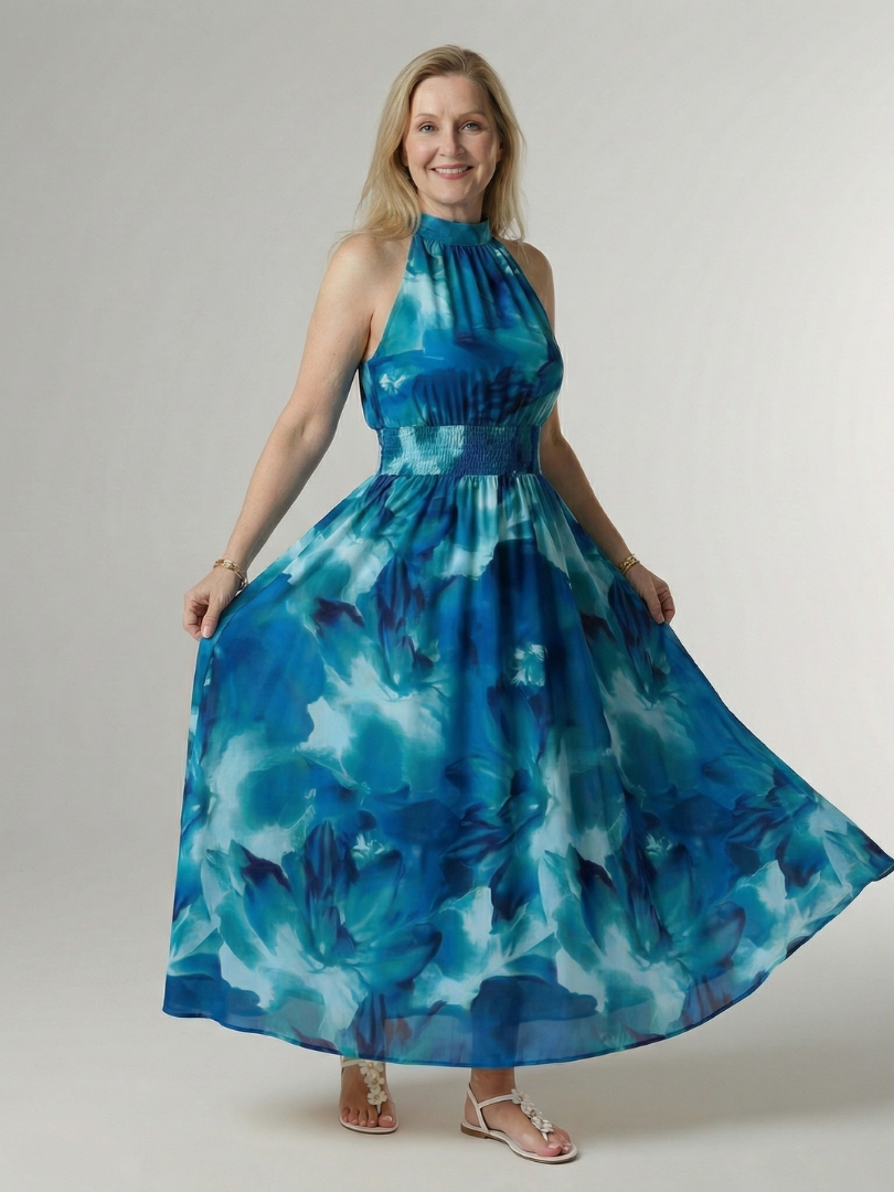 Marisol — Tie-Dye Halter Maxi Dress