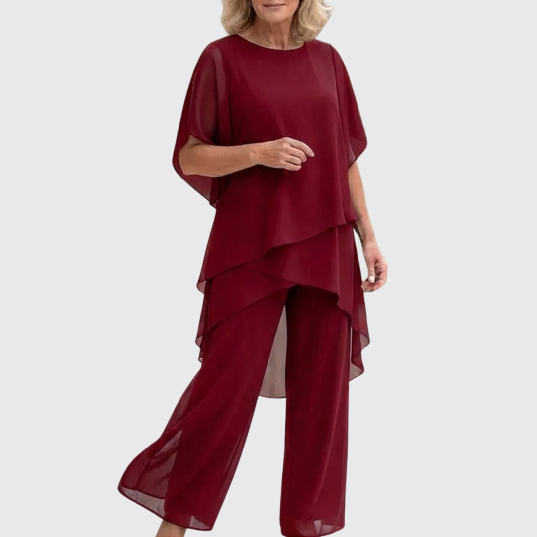 Susan | Draped Two-Piece Suit with Palazzo Pants