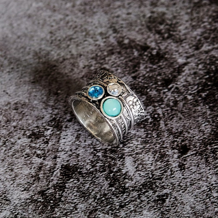 Mairéad — Stacked Stone Spinner Ring