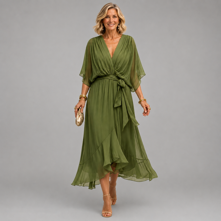 Monica | V-Neck Wrap Midi Dress