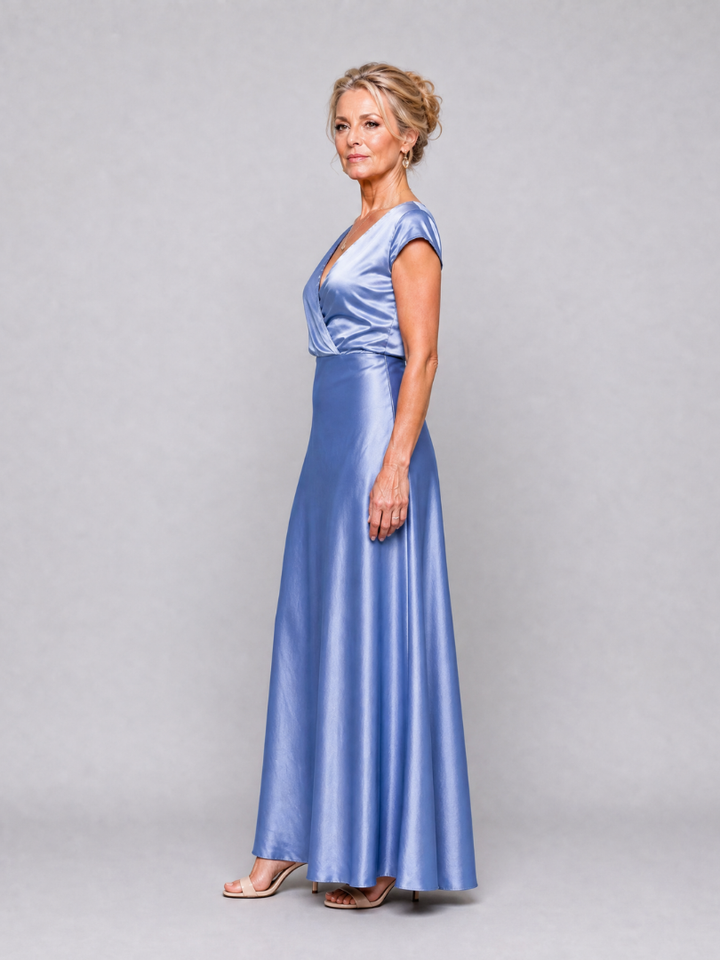 Marguerite — Cap-Sleeve Wrap Maxi Dress