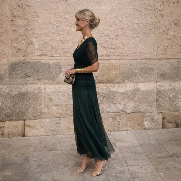 Sinéad — The Pleated Emerald Dress
