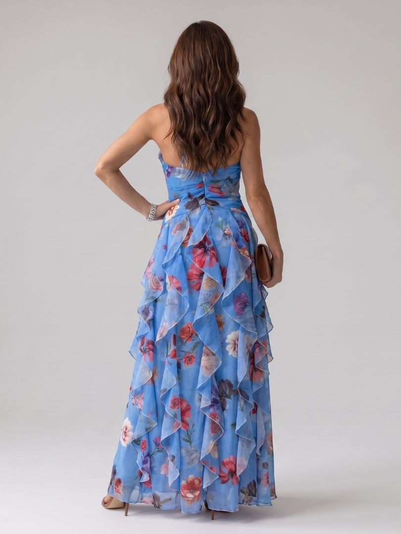 Romilly — Floral Tiered Halter Maxi Dress
